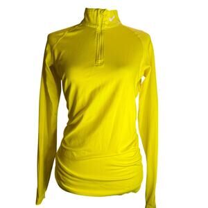 Nike Pro Combat Dri-Fit Quarter Zip Pullover, Neon Yellow, Women's Size Medium